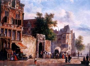 unknow artist European city landscape, street landsacpe, construction, frontstore, building and architecture. 180